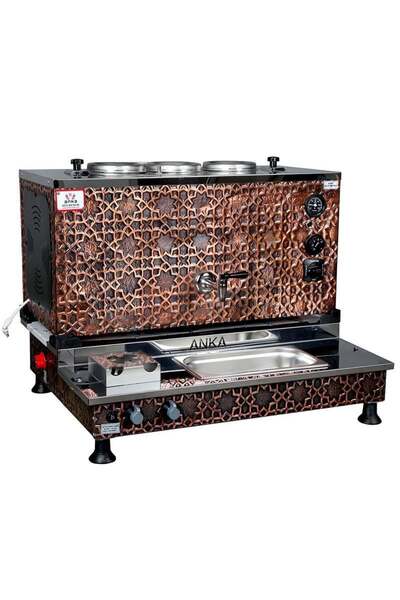 Anka Pro Plus Otomatik Çay Kazanı 3 Demlikli 30 Litre Bakır Elektrikli Doğalg...