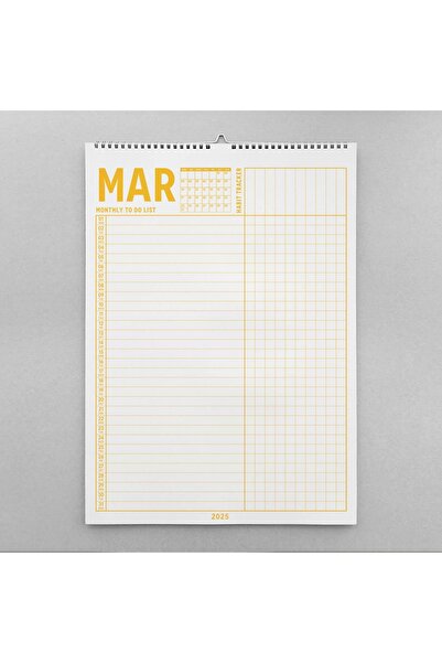bi'aldım 2026 Yıllık Planlayıcı Duvar Takvimi, A4, 33x48 cm, Alışkanlık Takipçisi, 2026 Wall Planner, Monthly
