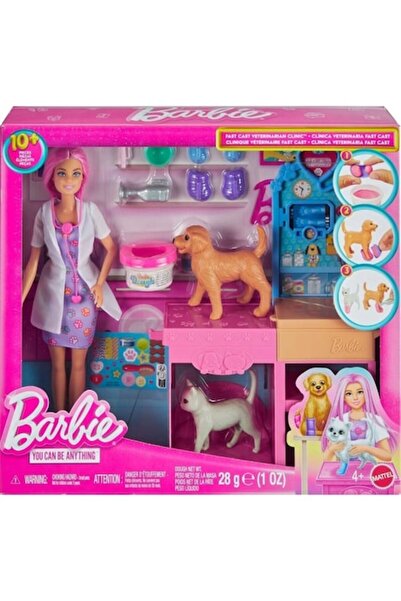 mattel Set Clinica Veterinara, 2 animale de companie, accesorii, roz