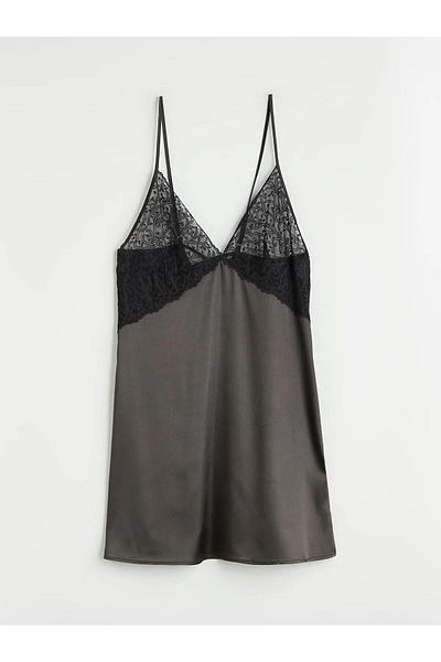 LC Waikiki Lcw V Neck Lace Detail Satin Women Fancy Nightgown (W5)