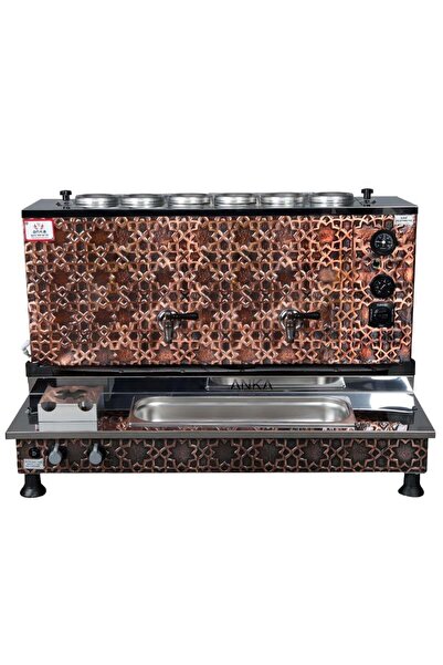 Anka Pro Plus Otomatik Çay Kazanı 6 Demlikli 60 Litre Bakır Elektrikli Tüplü