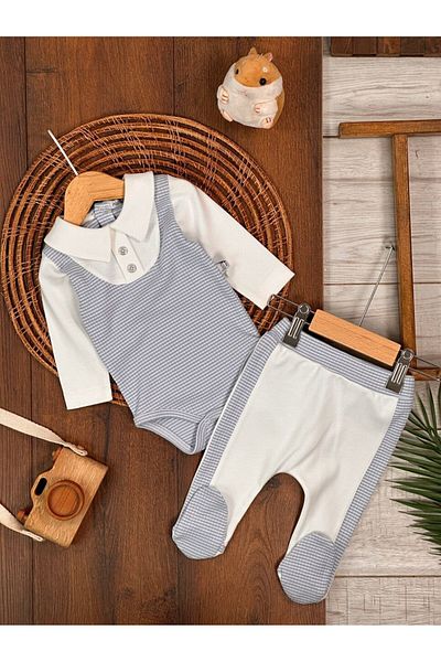 Kids Kingdom Cotton Polo Collar Bottom Snap Fastener Baby Boy 2 Piece Set