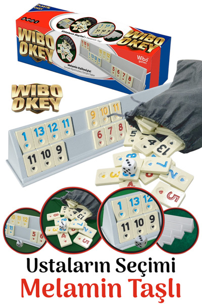 Wibo Okey Takımı Plastik Büyük Boy Kaliteli Melamin Taşlı 43 Cm ( Fildişi Taş...