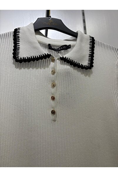 Mısırlı polo yaka düğme detaylı kazak