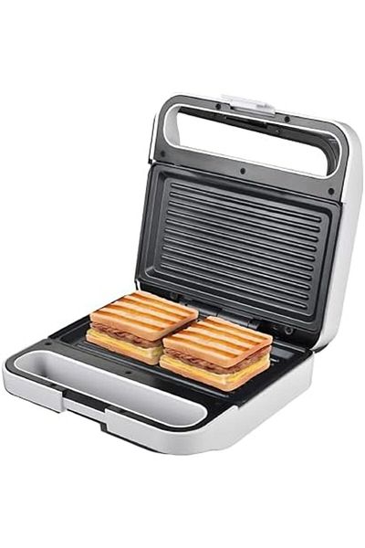 Biki Electric Sandwich Maker with Grill Plate, 750W, Stainless Steel, Non-Stick Removable Plates, 38265W,