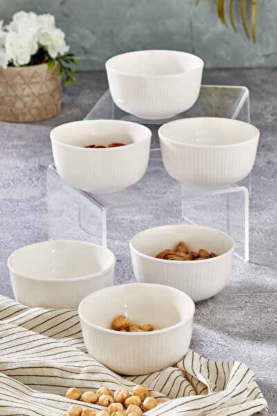Cooker Set of 6 10 cm Serrated Porcelain Bowls – Snack Bowl, Appetizer, Dessert and Presentation Bowl