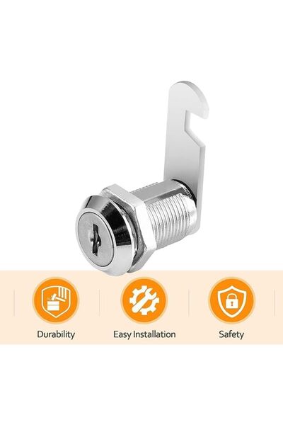 Duravel Cabinet Cam Lock Set, 25mm Cylinder, 2 Pack, Keyed Alike, Chrome-Finish, with 4 Keys