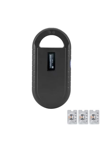 UnderShop RFID Microchip Scanner for Animal Identification, Black + 3 RFID Protections
