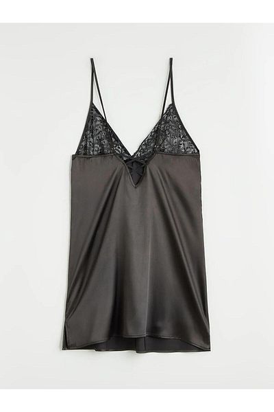 LC Waikiki Lcw V Neck Lace Detail Satin Women Fancy Nightgown (W5)