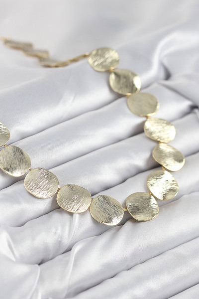 SeyCey.co Brass Row Coin Model Gold Color Women's Necklace