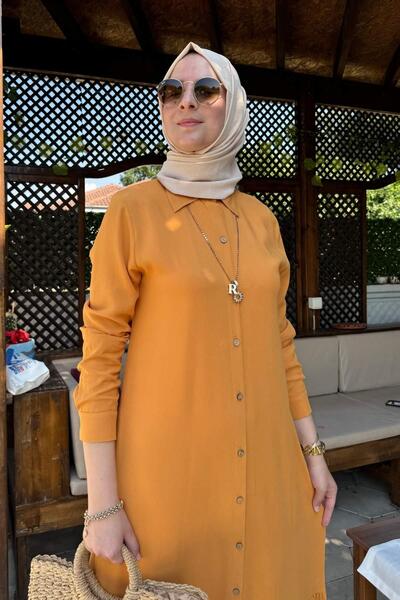 Rabia Şamlı Süreyya Shirt Dress Mustard Yellow