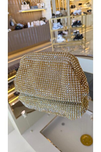 KRISTE BELL İthal Balık Ağzı Model Uzun Askılı Kristal Taşlı Kadın Çanta