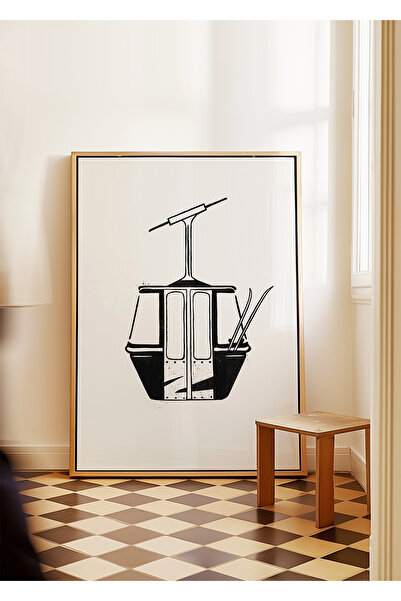 ARTHOUSECOLLECTIVE Poster de schi - 5 - Ilustrație de teleferic - Poster fără...