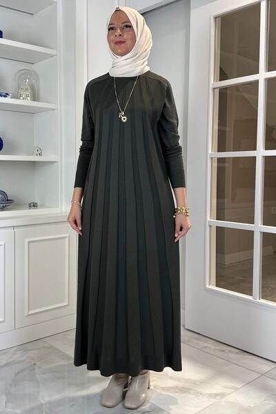 Rabia Şamlı Beyza Πλεκτό Φόρεμα Χακί