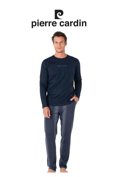 Pierre Cardin Men's Navy Blue Long Sleeve Cotton Pajama Set