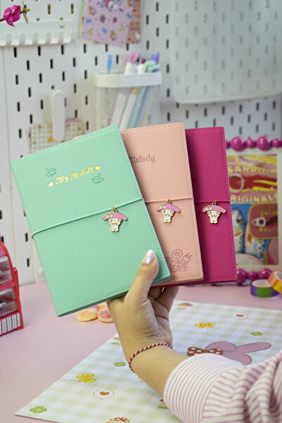 Victoria's Journals My Melody Vegan Leather Daily 13X18 cm Lined Notebook with Elastic – Charm Ornament Detail