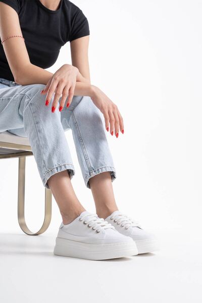 EMOYRA Glown Women's White Linen Sneakers
