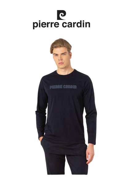 Pierre Cardin Men's Navy Blue Long Sleeve Cotton Pajama Set