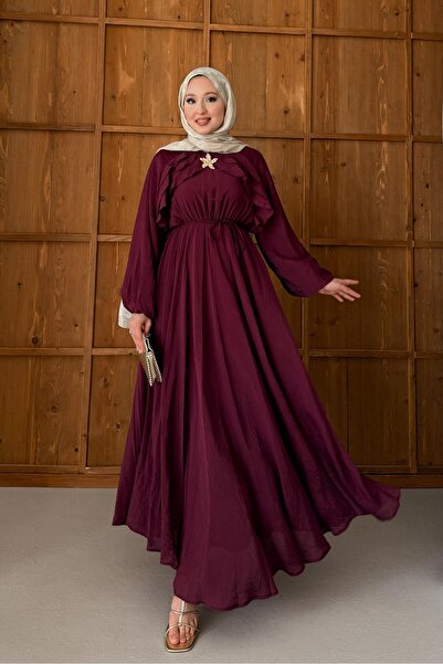 Rimel Moda Deniz Yıldızı Elbise Bordo