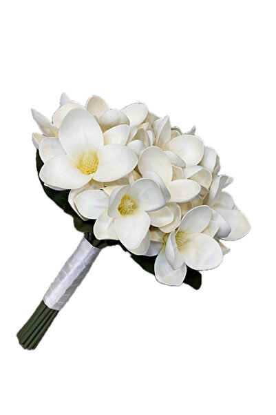 Kanguroom Manolya Gelin Buketi Islak Gerçek Görünümlü Beyaz Manolya Gelin Buketi