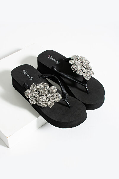 Khayt Anna Platform Heel Flower Stone Women's Flip Flops