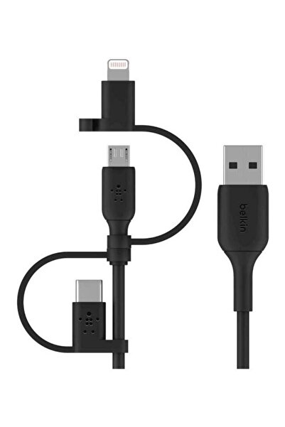 Belkin كابل عالمي معتمد من MFi (كابل شحن USBC Lightning MicroUSB 3 في 1)