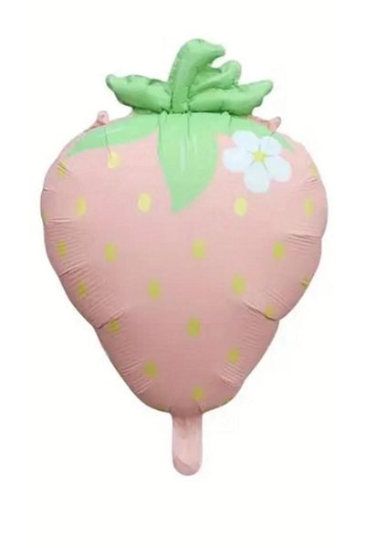 Çemrek Süs Parti Retro Strawberry Balloon Foil Balloon Matte Pink 60 cm