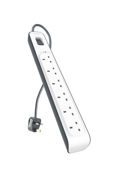 Belkin 6 Way/6 Plug Surge Protection Strip With 2 Meters Cord Length - Heavy Duty Electrical Extensi