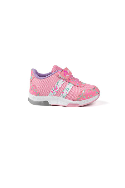 KAJILA Baby Girl Pink Patterned Lighted Velcro Sneaker Casual Sports Shoes