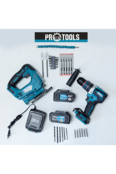 GVN PROTOOLS Profesyonel 2'li Akülü Set | 13MM Vidalama + Dekupaj Testere | 2...