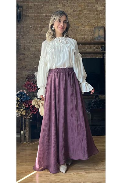 Cardella Women's Lined Chiffon Skirt with Ruffle Look and Misinal Hem