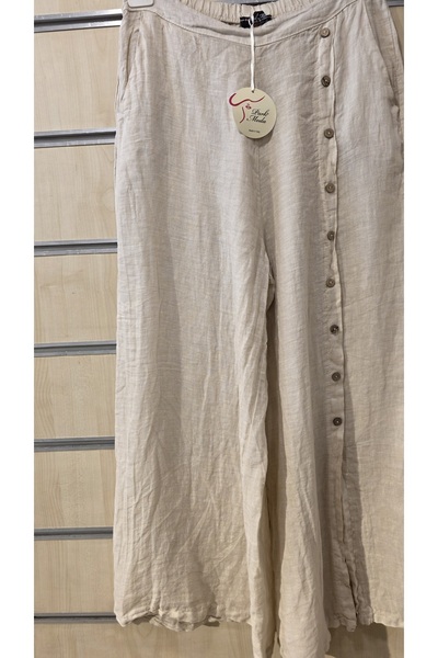 Park Moda Italian Linen Trousers with Button Detail