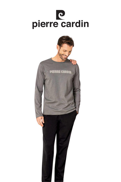 Pierre Cardin Men's Gray Long Sleeve Cotton Pajama Set