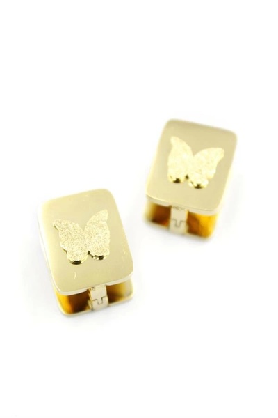 No8 Home Butterfly Steel Earrings - Gold