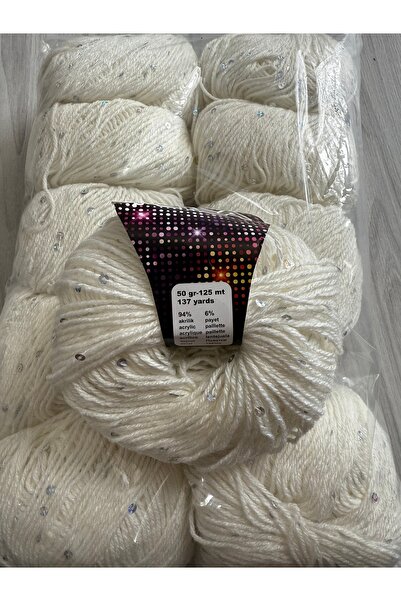 SÜSLÜTASARIM Himalaya pullu örgü ipi (500gram)kırık beyaz