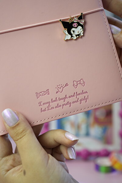 Victoria's Journals Kuromi Vegan Leather Daily 13X18 cm Lined Notebook with Elastic – Charm Ornament Detail