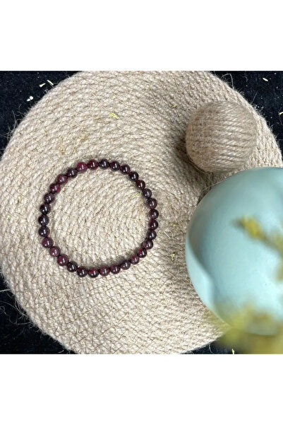 EL YAPIMI Şifalı- Garnet (Lal) Doğal Taş Bileklik 8 mm – Enerji ve Tutku Taşı - sertifikalı