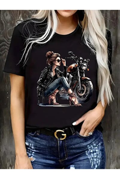 CLASİVA Biker Women's Modern Design Custom Printed Unisex Oversize Crew Neck ...