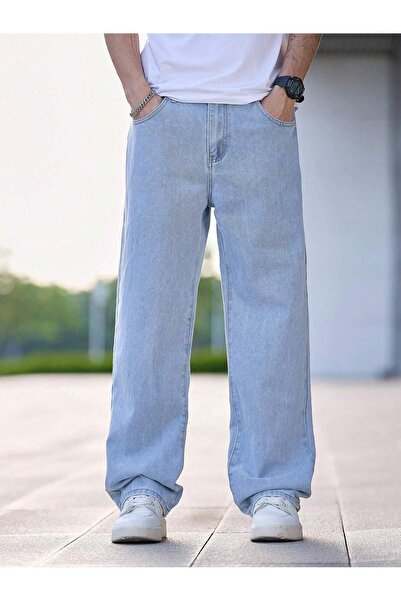 Cuqq Denim Erkek Baggy Kot Pantolon – Bol Paça Likralı Pamuklu Günlük Jean