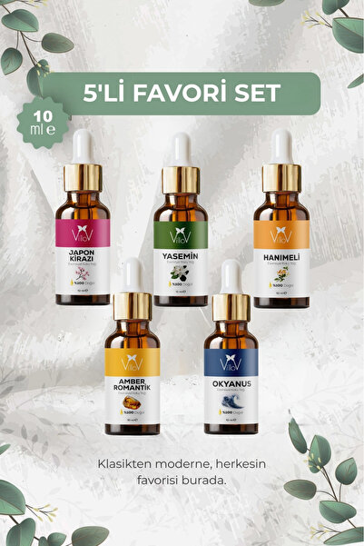 Villov 5'Li Favori Set Esansiyel Uçucu Yağı Buhurdanlık Yağı Aromatereapi Dif...