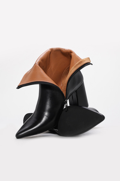 Ayakkabıhane Quality Genuine Leather Black Style Women's Thick Heeled Boots Ah0821542613316