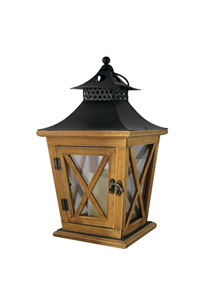 SGTT Felinar de terasă din lemn cu LED, 19x19x36 cm, 3 x AAA