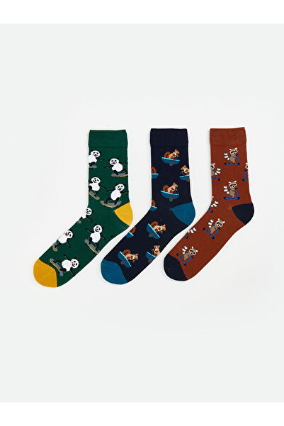 LC Waikiki Блестящи избори от Shining Store | Комплект от 3 чифта мъжки чорапи с принт