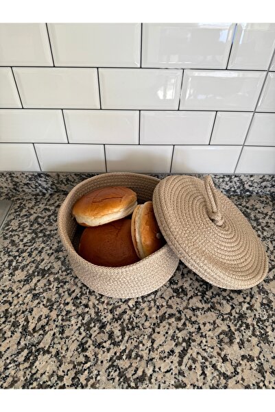 SİMEREV HALI HOME CONSEPT Bej Kapaklı Sepet Çok Amaçlı Sepet Banyo Ve Mutfak Organizeri Ekmeklik Patates Soğanlık Saksılık