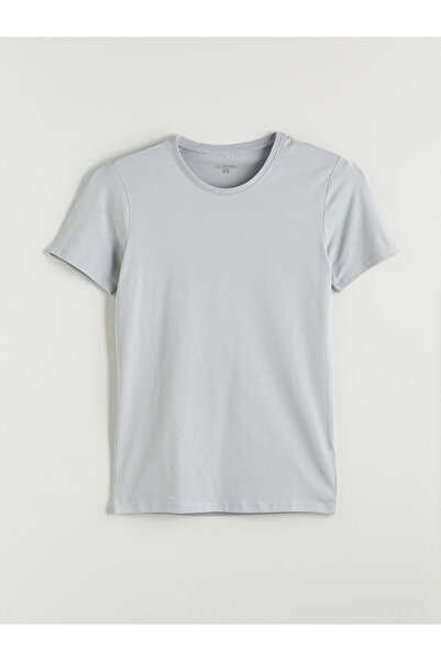 LC Waikiki Gray Crew Neck Short Sleeve Men's Undershirt