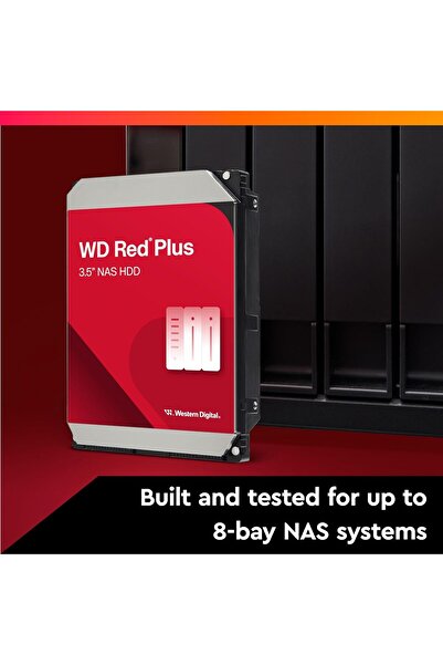 WESTERN DIGITAL 8TB WD Red Plus NAS Internal Hard Drive HDD - 5640 RPM, SATA 6 Gb/s, CMR