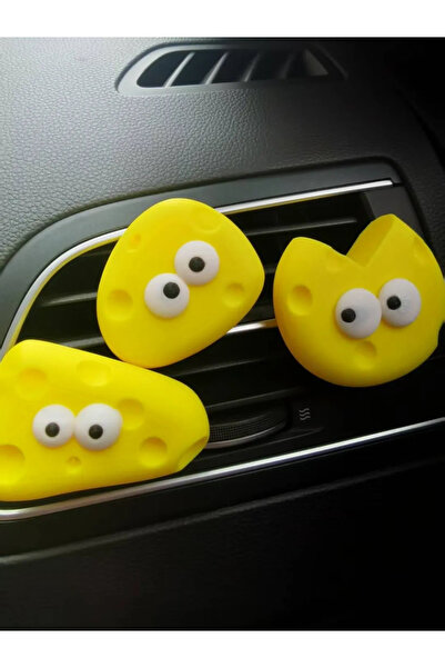 Rafine Studio 3D 3'lü Sevimli Peynir Figürlü Araba Havalandırma Süsü Araç İçi...