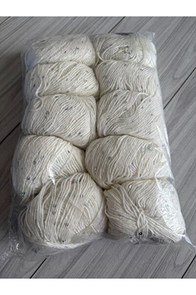 SÜSLÜTASARIM Himalaya pullu örgü ipi (500gram)kırık beyaz