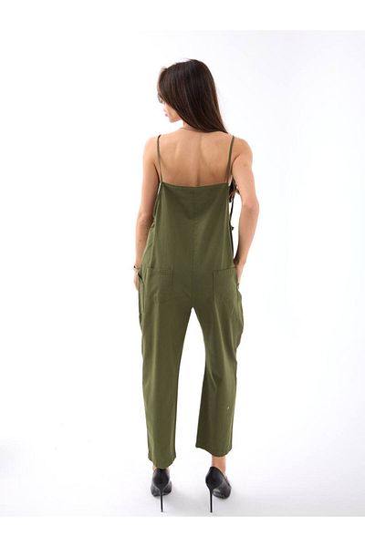 369 etnik butik Comfortable Fit Women's Jumpsuit with Hanging Pockets – Khaki
