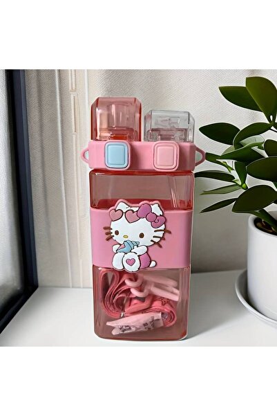 ada çanta kırtasiye Hello Kitty Figürlü Çocuk Suluk Matara 520ml Askılı Bölme...